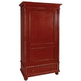 Casa Padrino Kleiderschrank Landhausstil Kleiderschrank Antik Rot 103 x 54 x H. 188 cm - Shabby Chic Massivholz Schlafzimmerschrank mit Tür und Schublade - Landhausstil Schlafzimmer Möbel