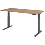 HAMMERBACHER XDKB19 elektrisch höhenverstellbarer Schreibtisch nussbaum rechteckig, C-Fuß-Gestell grau 180,0 x 80,0 cm