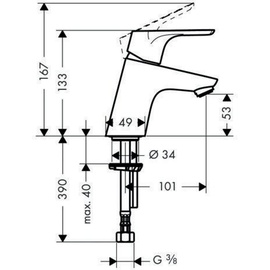 Hansgrohe Focus 70 Standventil chrom 31130000