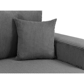 Mirjan24 Wohnlandschaft Piano U Cord, Wohnzimmer Eckcouch mit Bettkasten und Schlaffunktion, Schwarze Füße, Wellenfeder, U-Form (Farbe: Poso 100) - Beige