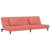 vidaXL Schlafsofa 2-Sitzer mit 2 Kissen Rosa Samt