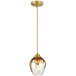 Tiber Pendelleuchte Gebürstetes Messing/Bernsteinglas Elstead Lighting TIBER-P-AMBER