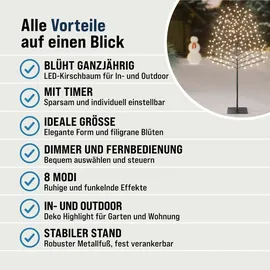 monzana MONZANA® Kirschblütenbaum 2er Set 220 cm 220 LED Warmweiß Außen Innen Künstlich Groß Deko Weihnachten Weihnachtsdeko Kirschbaum Leuchtbaum Lichterbaum