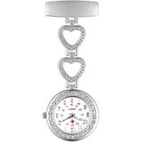 Silverora Krankenschwesteruhr Nurse Watch Liebe Zirkonia Herz Schwesteruhr Quarz Clip-on Taschenuhren für Arzt Medizinische Uhr Sanitäter Geschenk Silber