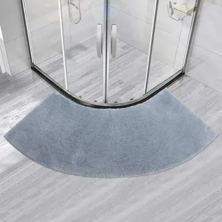 Ledph Duschvorleger Eckdusche, Badteppich Eckdusche In Grau, rutschfest Badematte Halbrund Gebogene Duschmatte, Waschbar Badezimmerteppich Mikrofaser,48 * 143cm