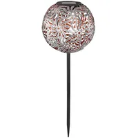 GLOBO LED Solar Kugelleuchte Geflecht Metall spritzwassergeschützt grau silberfarben