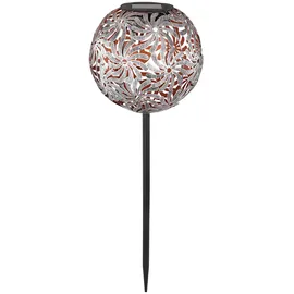 GLOBO LED Solar Kugelleuchte Geflecht Metall spritzwassergeschützt grau silberfarben