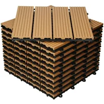ECD Germany WPC Terrassenfliesen 30x30 cm 22er Spar Set Teak in Holzoptik