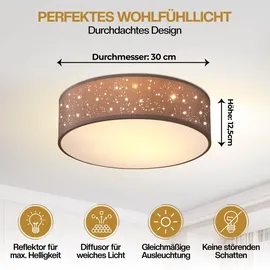 monzana Sternenhimmel 1-flammig 30 cm taupe rund