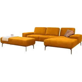 W.Schillig Ecksofa "run, Designsofa mit tollem Sitzkomfort, bequem, L-Form", gelb (brandy s37), B:319cm H:88cm T:178cm, Longlife Xtra-Leder Z73: Naturwalkleder der Luxusklasse aus den erlesensten Rohhäuten.