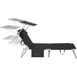 Tectake Sonnenliege 190 x 68 x 28 cm Schwarz