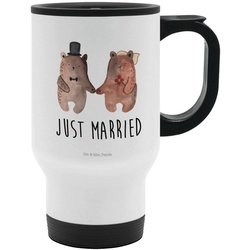 Mr. & Mrs. Panda Thermobecher Bär Heirat – Weiß – Geschenk, Kaffeebecher, Bär Verheiratet Heirate H, Edelstahl weiß