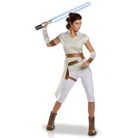 Rubie ́s Kostüm Rey-Kostüm für Damen Star Wars Der Aufstieg der Skywalkers weiss-braun weiß L