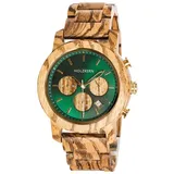 HOLZKERN Herrenuhr Chronograph Blätterdach Zebrano/Marmor