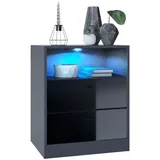 Vladon Nachtschrank Pino V1 56 x 67,5 x 36 cm Schwarz