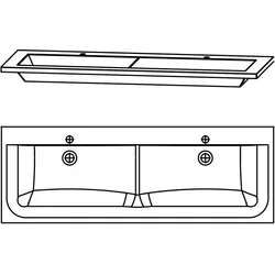Puris Star Line Glas Möbel-Doppelwaschtisch 140 cm, Badkeramik, quarzitgrau