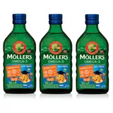 Möller's Omega 3 Lebertran | Nordic omega 3 kinder Nahrungsergänzung mit EPA, DHA, Vitamin A, D und E | Hochreiner natürlicher Lebertran | 165 Jahre alte Marke | Tutti Frutti | 250 ml x 3
