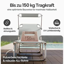 CASARIA Sonnenliege Klappbar 190 x 60 x 150 cm Creme