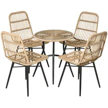 Outsunny Gartenmöbel-Set, Natur, Kunststoff, Gartenmöbel, Set Stahl, PE Rattan