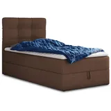 Sofnet Boxspringbett Best Mini mit Bettkasten und Matratzentopper - Topper, - 90 x 200 - Braun Textil, H3, Rechteckig, 90x200 cm, Schlafzimmer, Betten, Boxspringbetten