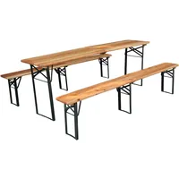 Bierzeltgarnitur,Picknicktisch mit 2 Bierbank, Biertisch Klappbar,Festzeltgarnitur klappbar,Biertisch mit Drei Stützen, der Einem Druck von 200 kg Standhält,Stabiles und langlebiges Picknick-Set 220cm