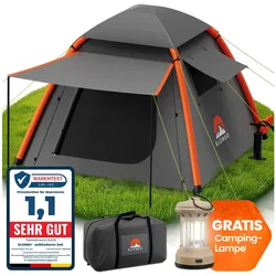 ELONEO Grau Aufblasbares Zelt mit Vordach & Luftpumpe, Camping Zelt wasserdicht, Luftzelt Ultraleicht