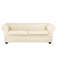 Beliani Sofa Creme 3-Sitzer Chesterfield Stil Glamourös Wohnzimmer - Beige, Braun