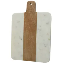 GAUMENKICK Schneidebrett Vesperbrett aus Mangoholz Marmor weiß braun Servierbrett 30cm