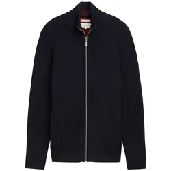 TOM TAILOR Herren Strukturierte Strickjacke, blau, Uni, Gr. XXL