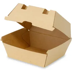 BIOZOYG 250 Stück Burger-Verpackung 13 x 14 x 8 cm Burgerboxen, braune Hamburger-Schachteln aus Kraftkarton, Take-Away-Boxen für Hamburger