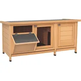 Hasenstall Winterfest Kaninchenstall Aus Holz 112x50x54 Cm Kaninchenkäfig Mit Bitumendach, 2 Türen, Metallgitter, Hasenkäfig Für Kaninchen, Meerschweinchen Outdoor Natur+schwarz