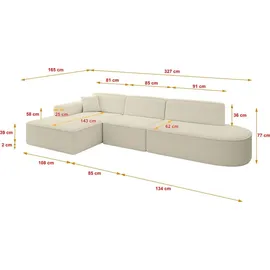 altdecor Ecksofa Ottomane Links IREA-L2-v3 327x165x77 cm Beige