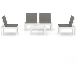 vidaXL Garten-Lounge-Set 4-tlg. Kunststoff weiß