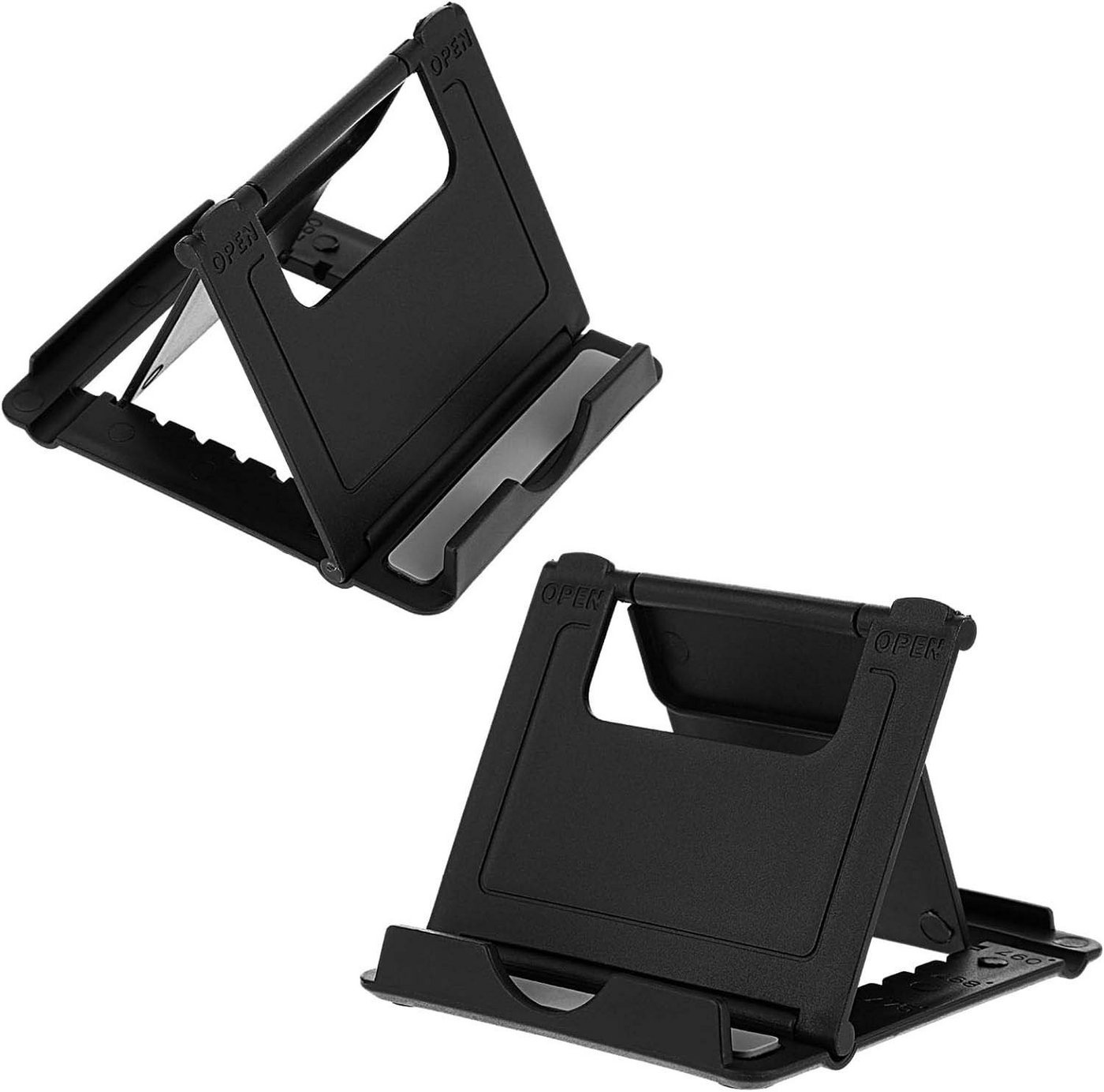 KIKI 2 Stück Faltbarer Handy Ständer,Mehrwinkel tragbare Handy Halterung Smartphone-Halterung schwarz