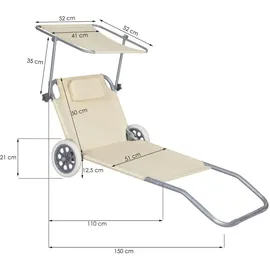 SPRINGOS Sonnenliege 200 x 70 x 100 cm Beige