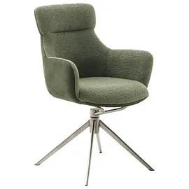MCA Furniture MCA Pelion 4 Fuß Stuhl mit Armlehnen Edelstahl/Stoffbezug 360° drehbar - Silber