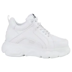 Plateausneaker BUFFALO "CORIN", Damen, Gr. 38, weiß, Lederimitat, sportlich, Schuhe, Schnürschuh, Freizeitschuh, Ugly Sneaker mit typischer Plateausohle