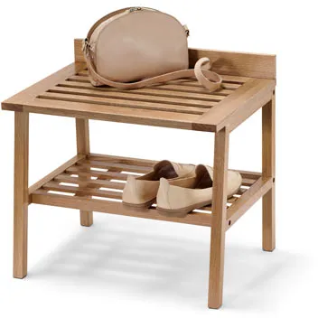 Hocker mit breiten Ablageflächen braun - Massivholz - braun