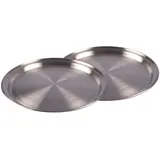 Buri 2er-Set Edelstahl Tablett 35cm Serviertablett Frühstückstablett Kerzentablett