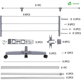 VOUNOT Wäscheständer Turm 22 m grau