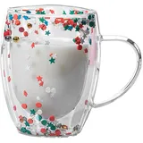 Doppelwandige Kaffeegläser, Klar Doppelwandige Gläser Latte Macchiato Gläser Mit Henkels Doppelwandige Glasbecher Tasse Mit Trockenen Blumen Doppelglas Kaffeegläser Blumentasse