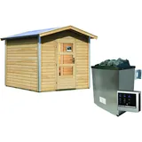 Woodfeeling Karibu Bosse 1 - 38 mm Gartensauna mit Vorraum