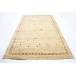 Wollteppich MORGENLAND "LORIBAFT CROCO", beige, B:100cm H:18mm L:150cm, Seide, Wolle, Teppiche, reine Wolle, Luxus, fein Handgeknüpft, Wohnzimmer