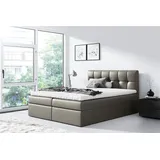Fun Möbel Boxspringbett Schlafzimmerbett CARMEN 200x220cm Kunstleder Grau - Grau