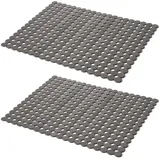 thirei Spülbeckeneinlage, 30 x 40 cm Spülbeckenmatte, 2 Stück PVC Spülbeckeneinlage, Dekorative Spülbeckenmatt, schnelles Abfließen von Punkten, für Küche und Bad (Grau)