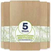 Gravidus Frühstücksbrettchen Holzbrett Buche 22x12x1 cm (5 Stück)