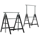Trutzholm 2 x Arbeitsbock 7-fach höhenverstellbar bis 400 kg Stahl lackiert schwarz Klappbock Gerüstbock Unterstellbock Gerüst Stützbock (Set),