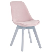 TPFLiving Besucherstuhl Bornova Two mit hochwertig gepolsterter Sitzfläche - Konferenzstuhl (Küchenstuhl - Esszimmerstuhl - Wohnzimmerstuhl), Gestell: Buchenholz weiß - Sitzfläche: Samt pink rosa
