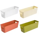 GmeDhc 4 Stück Aufbewahrungsbox Kunststoff, Aufbewahrungskorb mit Griffen, Kunststoff Organizer Box, Ordnungsboxen, für Küche, Bürobadezimmer, Küchenschrank, Kosmetik, Kinderzimmer