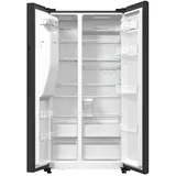Hisense Freistehend Side-by-Side-Kühlschrank, Schwarz, 566 l, Freistehend, Amerikanische Tür, Schwarz, Edelstahl, 2 Tür(en), Berührung, LED - Grau